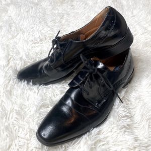 Vincent Cavallo Shiny Black Leather Lace Tie Oxford Dress Shoes Men’s Size 10